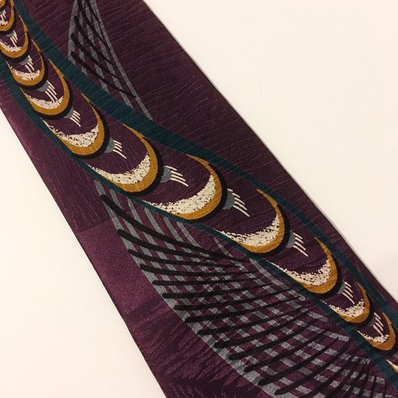 LT Designs Neck Tie 100% Silk Purple Gray Green - Picture 4 of 8
